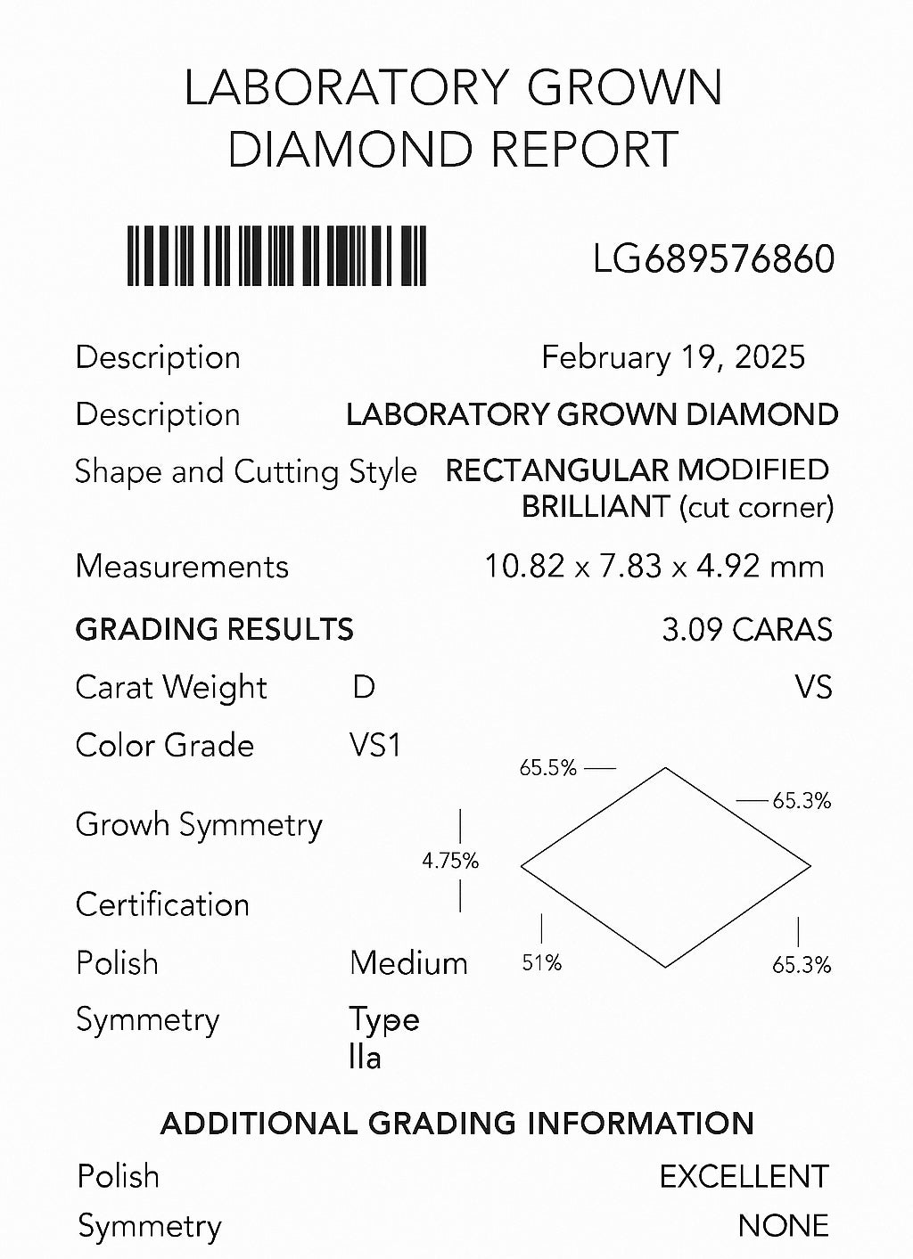 w3.59 Carat Lab-Grown Rectangular Modified Brilliant Diamond Ring (IGI Certified) 💍